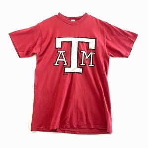 Vintage Russell Athletic Texas A&M Aggies Football‎ T Shirt Men's Large Red